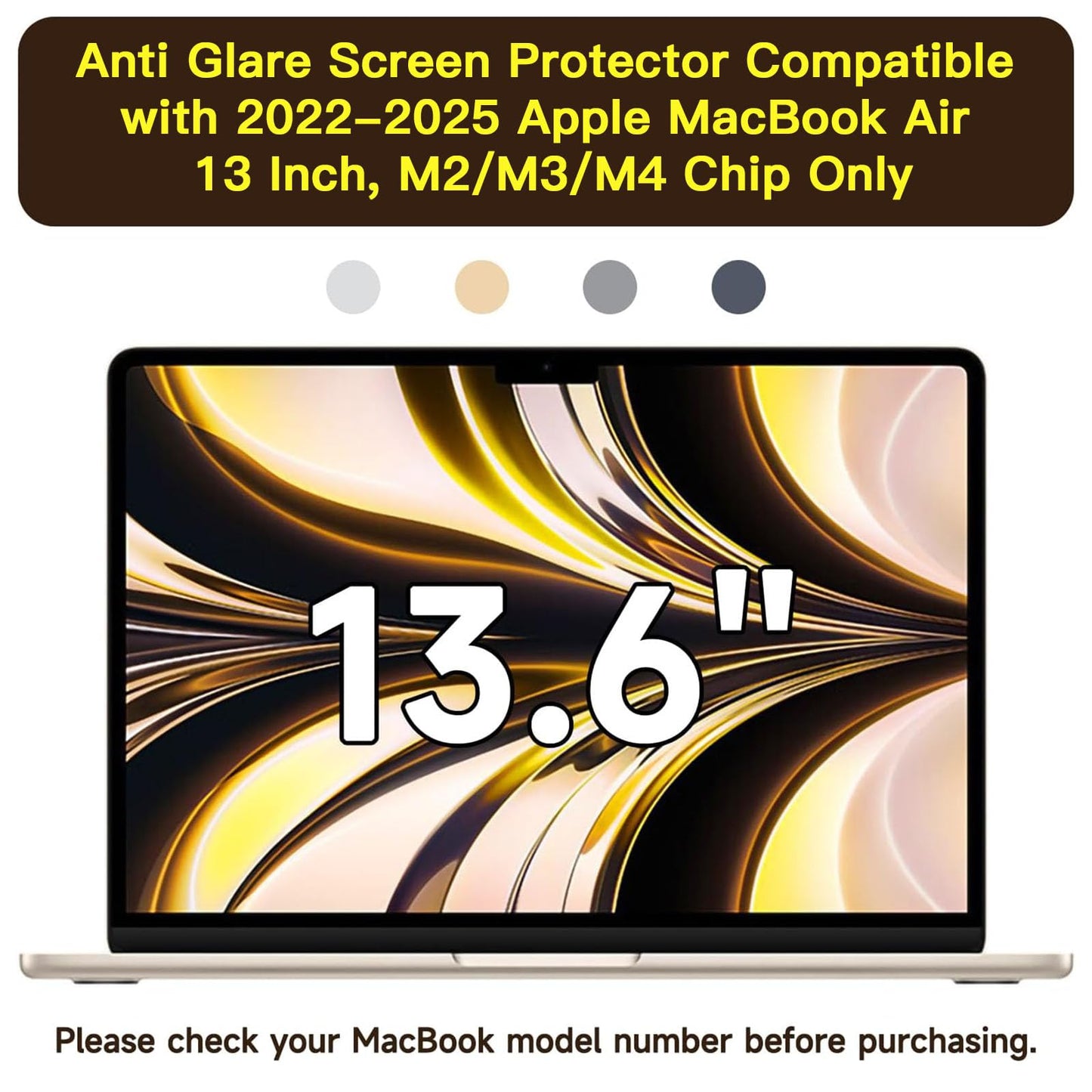 2 Pack Compatible with MacBook Air 13.6 inch Screen Protector (M2/M3/M4 Chip), Matte Anti Glare Film for MacBook Air 13'' (2022-2025)