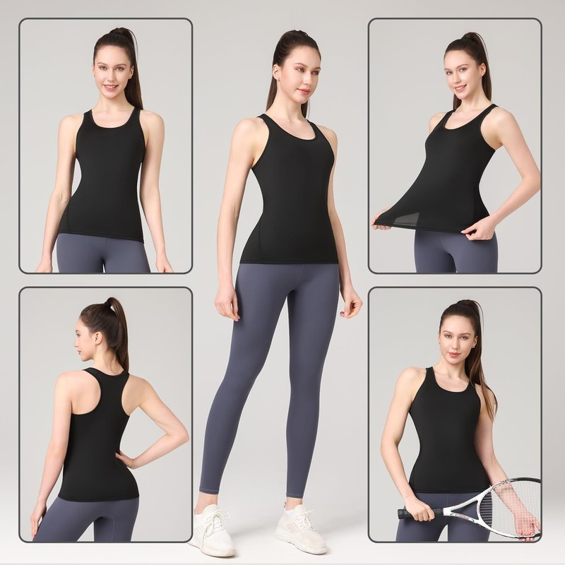 Workout Tank Tops for Women 3Pack Athletic Racerback Sports Compression Sleeveless Dry Fit Shirts (Black,Dark Gray,Pink,XX-Large)