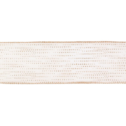 MEEDEE Rose Gold Sheer Glitter Wired Ribbon 2.5 Inch Horizontal Stripes Polka Dot Christmas Ribbon Organza Sheer Glitter 25 Yards for Christmas Tree, Wreath, Bow Making
