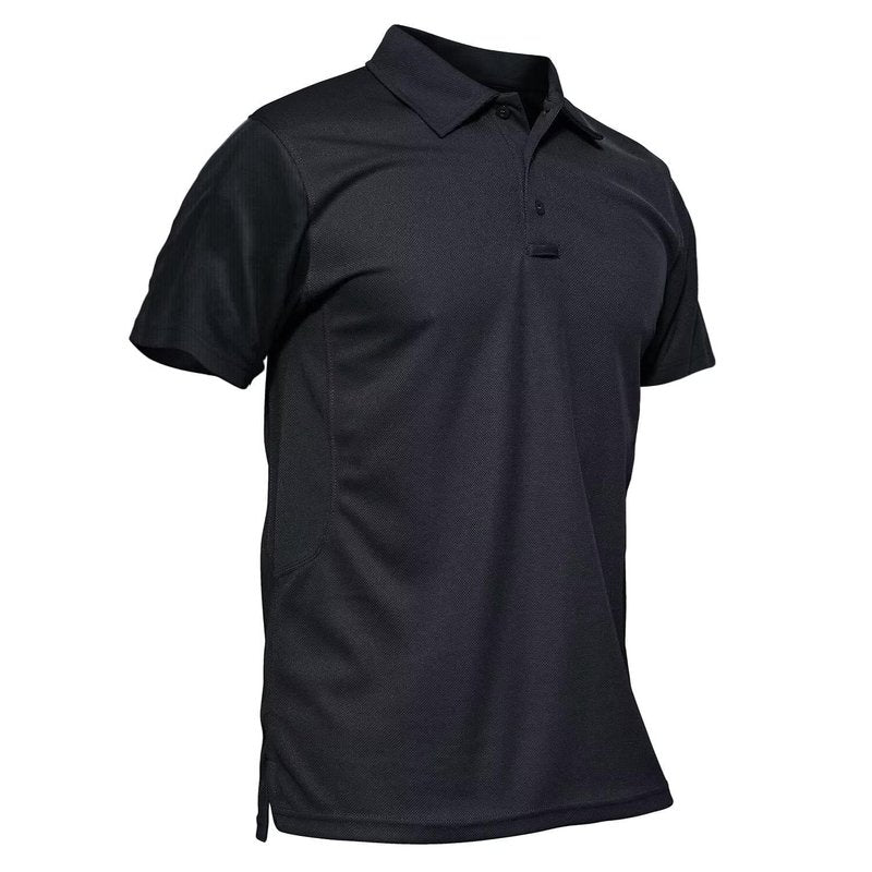 MAGCOMSEN Mens Black Polo Shirts Short Sleeve Golf Shirts Pique Polo Combat Shirt Tactical Shirt M