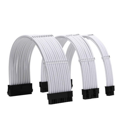 Formulamod Sleeve Extension Power Supply Cable Kit 18AWG ATX 24P+ EPS 8-P+PCI-E8-P with Combs for PSU to Motherboard/GPU (White)