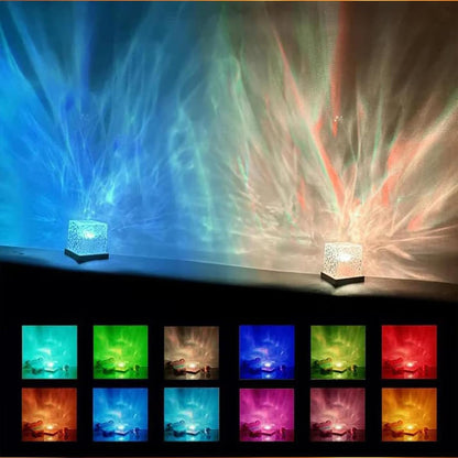 Growalleter Ocean Wave Projector Light, 16-Color Luminorthe Cube Lamp & App Remote, 3D Holographic Water Ripple Romantic Ambient Lighting for Child's Room, Meditation Relaxation, Night Light