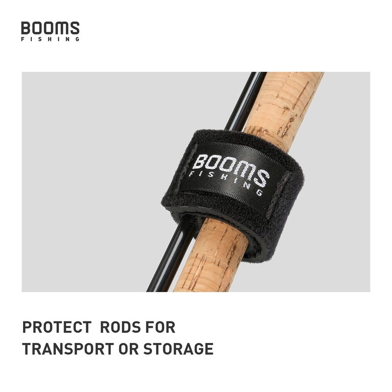 Booms Fishing RS3 Fishing Rod Wrap Pole Straps, Black 9.6" 6pcs