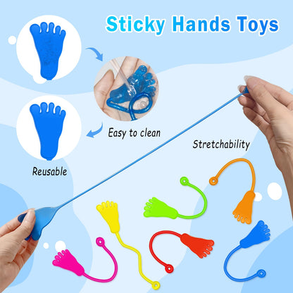 Valentines Sticky Hands Bulk 48PCS Valentines Day Gifts for Kids Classroom Prizes Valentines Party Favors for Kids Stretchy Heart Sticky Hand Toy Valentines Day Goodie Bag Stuffers Kid Party Supplies