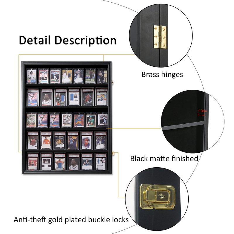 KCRasan 3 Pack 35 Graded Sports Card Display Frame -Baseball Card Display Case Lockable - Trading Card Collector Wall Display Holder for Basketball Football Cards, UV Protection Acrylic