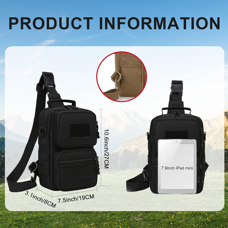 Tactical Backpack for Men - Military Sling Shoulder Bag for Hiking, Camping & Everyday Use | Versatile Crossbody Design