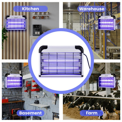 COKIT Bug Zapper Indoor 20W Electric Insect Killer with Bug Collection Tray, Fly and Mosquito Killer for Home, Kitchen, Garage, Patio, Includes 2 Extra Replacement Bulbs