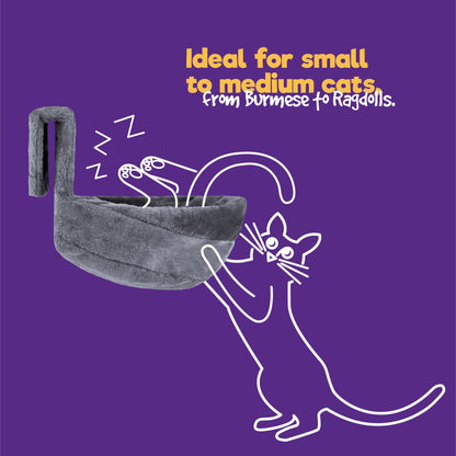 Petlicity Deluxe Radiator Cat Bed, Round Cosy and warm fleece beds Basket Cradle Hammock, Solid & Durable Iron Frame handling heavier Animals, Perfect for Cats, Kittens, Puppy Dog (GREY)