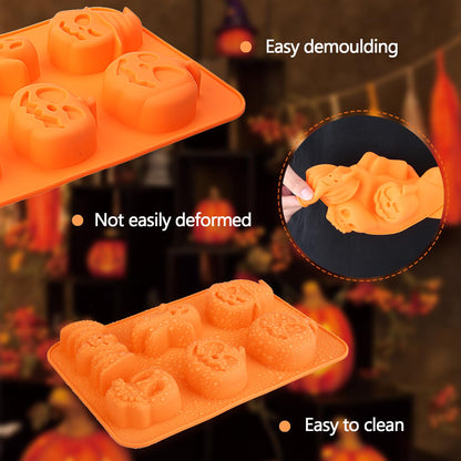 EFIVS ARTS Pumpkin Silicone Mold Bat Skull Ghost Shape DIY Mold for Chocolate Fondant Cookies and Candles Soap Molds Silicone Baking Mold