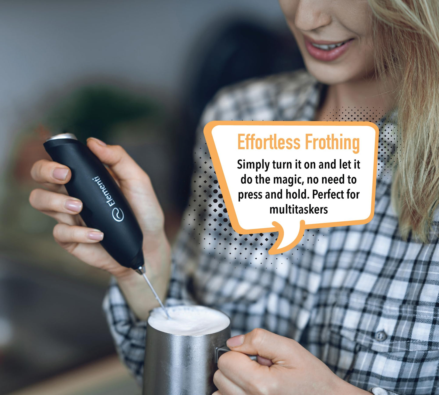 Elementi Portable Electric Milk Frother, Matcha Whisk, Milk Frother for Coffee Frother Electric Hand Blender, Mini Electric Whisk Small Hand Blender (Periwinkle)