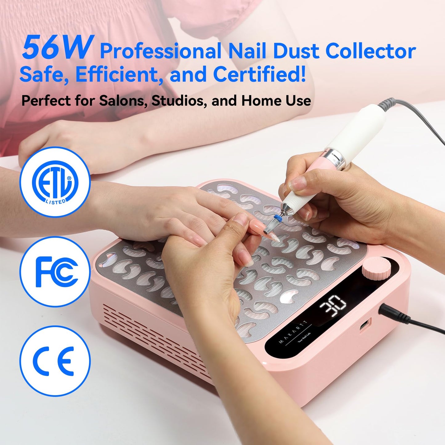 Makartt Nail Drill - Portable Electric Nail File Machine Geneviere E File Pink JD700 Professional 30000RPM Manicure Drill for Acrylic Nails Poly Nail Gel Polish Beauty Gift