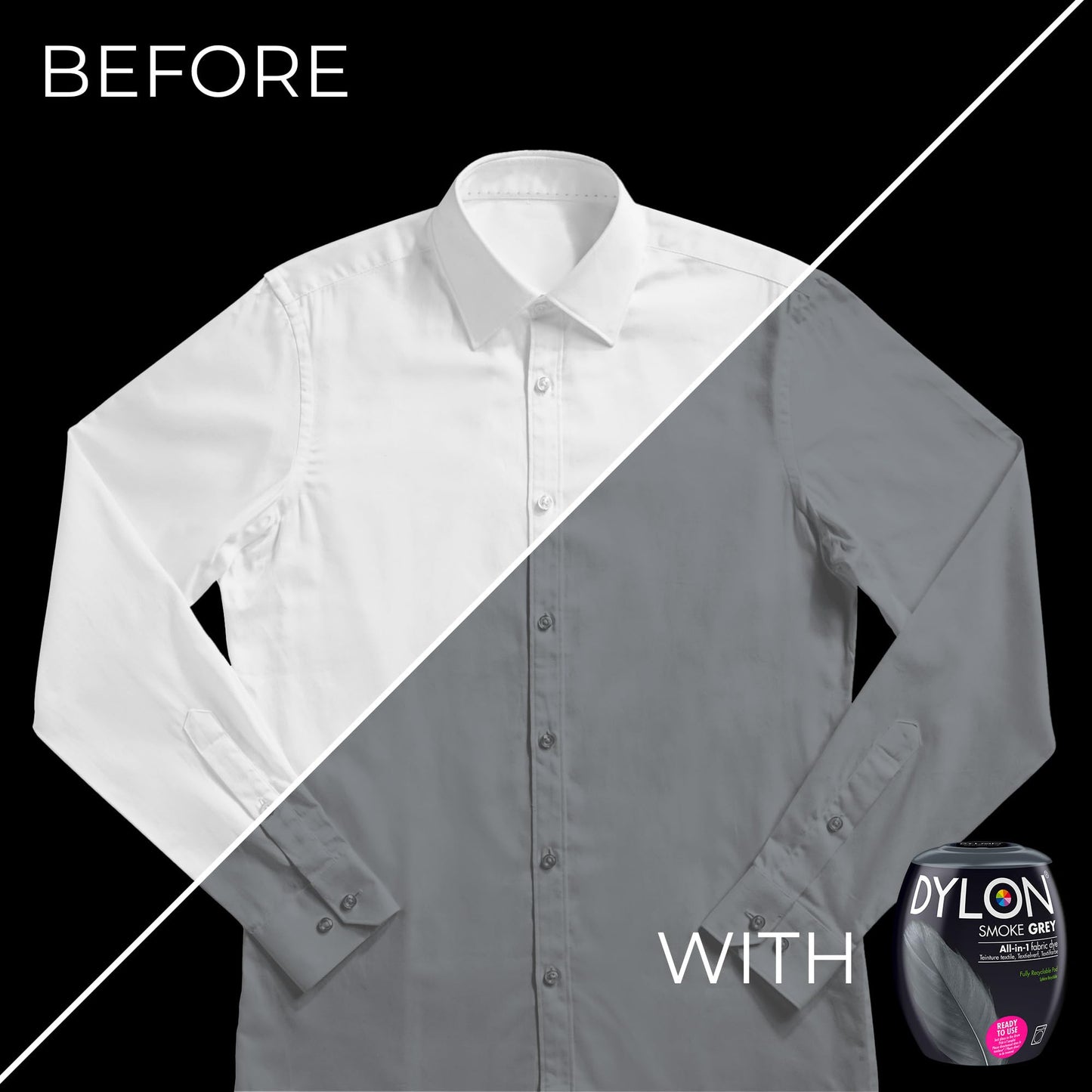 Dylon Washing Machine Fabric Dye Pod for Clothes & Soft Furnishings, Smoke Grey, 350 g (Pack of 1) (Packing May Vary)