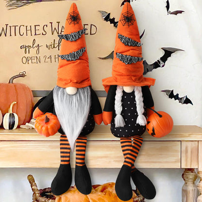 Ndeno 2PCS Halloween Gnome Plush Decorations, Handmade Scandinavian Tomte - Pumpkins Bats Home Tabletop Elf Gnomes Decor Ornaments - Boo (Halloween- Style A)