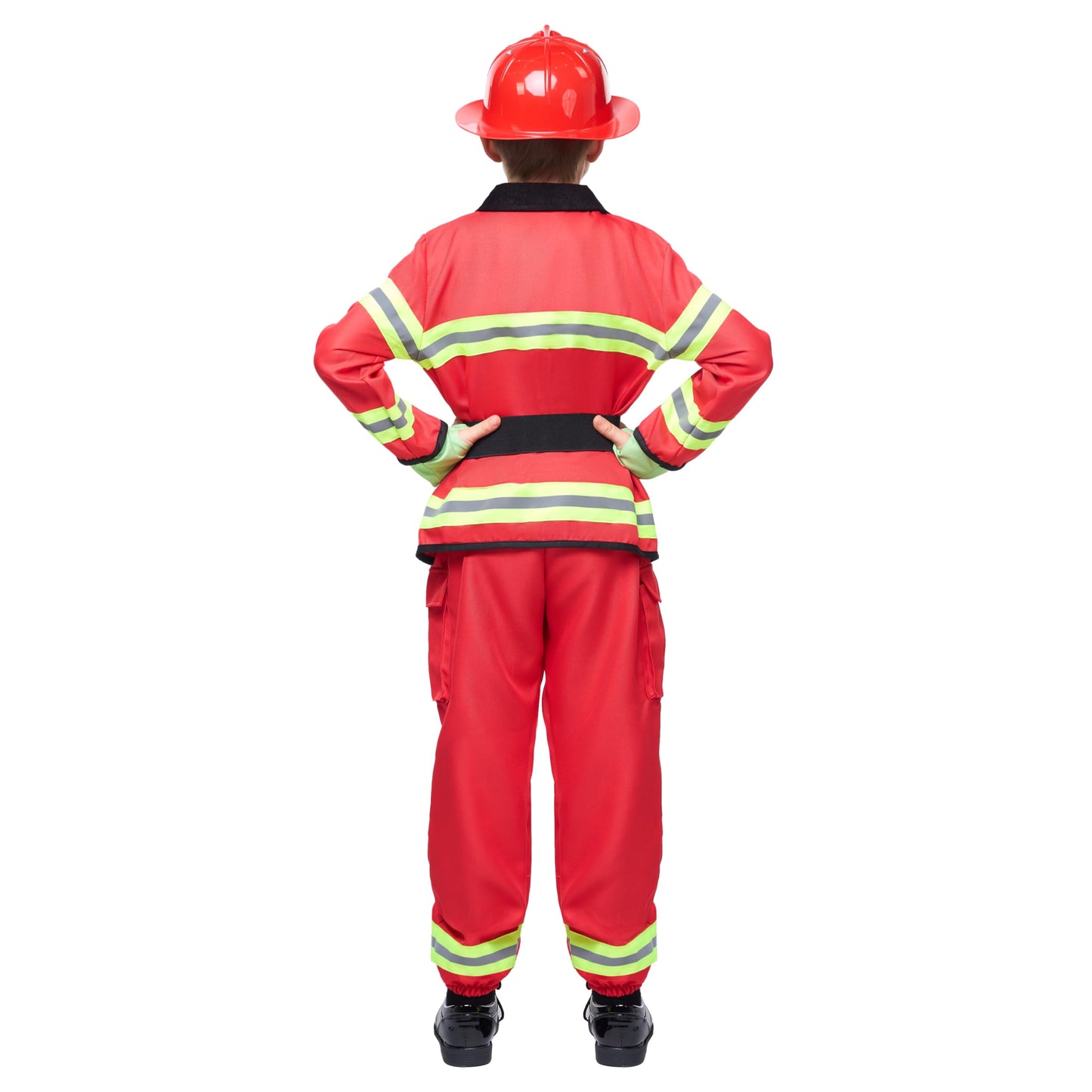 Spooktacular Creations Halloween Boys Fireman Costume, Firefighter Costume for Kids, Red Toddler Fireman Jumpsuit Accessories Set for Dress-up and Roleplay Party (3T, 3-4 yrs)