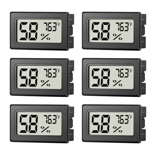 6 Pack Mini Hygrometer Indoor Humidity Meter, Small Digital Thermometer Humidity Gauge Meter, Indoor Thermometer Hygrometer Monitor Fahrenheit (℉) for Humidor, Thermostat Reptile Tank, Mason Jars