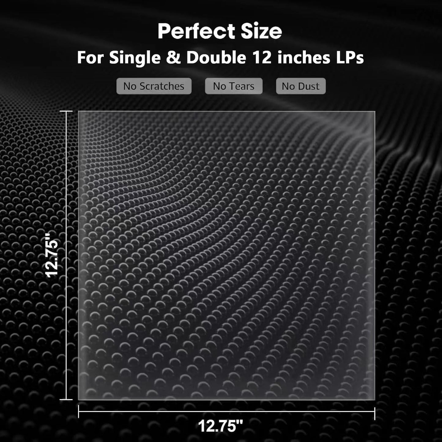 POJSIO 12 Inch Vinyl Record Sleeves Outer,50 x Record Sleeves 12 Inch | 3 Mils Thick | Crystal Clear High-Density Polypropylene Plastic Vinyl Protective Album Cover for Single Double LPs