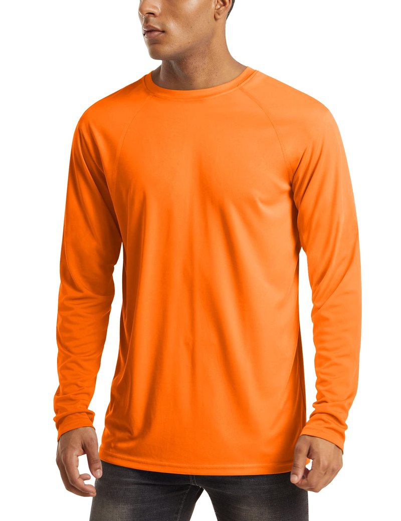 MAGCOMSEN Long Sleeve Shirts for Men Rashguard Swim UV Sun Running Workout Fishing Quick Dry Hiking Summer UPF 50 Shirt Orange