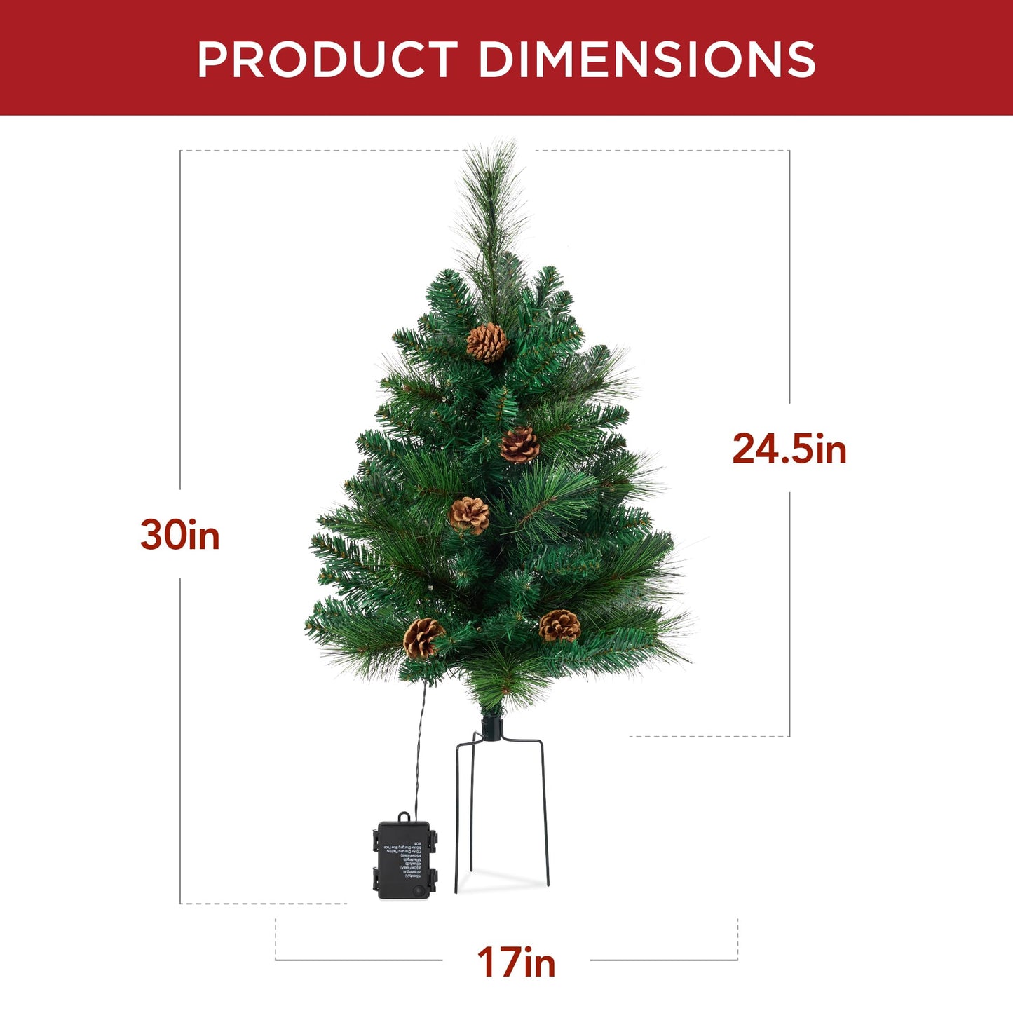 Best Choice Products Set of 2 24.5in Outdoor Scotch Pine Pathway Christmas Trees, Battery Operated Pre-Lit Holiday Décor w/LED Lights