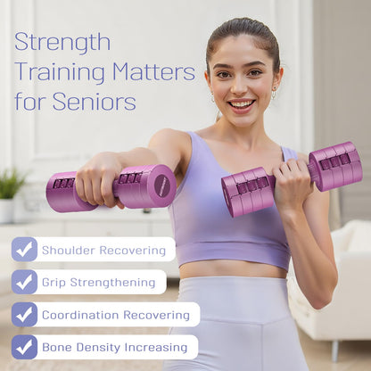 EAST MOUNT Adjustable Dumbbells 5 lb Dumbbells Set of 2 / Pair 10 lb Total Free Weights 6 in 1 Women Hand Weights for Home,Office,Gym Exercise Training 2lb 3lb 4lb 5lb Fast Adjust