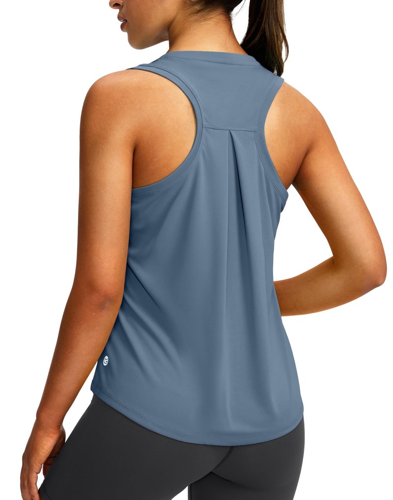 Women's Workout Tops Racerback Athletic Tank Tops Sleeveless Loose Fit Yoga Running Gym Shirts for Women(Slate Blue,XL)