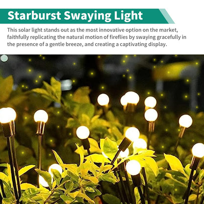 CALFVIC 8 Pack 64 LED Solar Garden Lights - Plastic Swaying Design for Brighter Glow, Solar-Powered & Waterproof, Easy Setup with Two Modes, Perfect for Yard/Garden - Warm White
