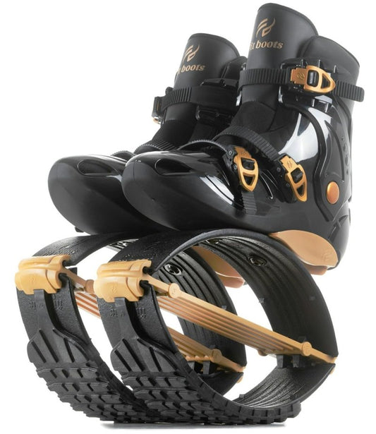 FIT BOOTS for Women Exercise - Premium Moon Shoes for Jumping, Kangaroo Shoes for Training, Cardio & Fun, Joint-Friendly, Rebounder Jumps Boots for Adults & Kids, Bouncy Workout (Women-Gold)