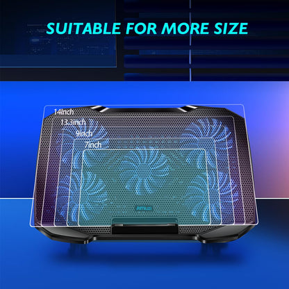 AIMIUZI Laptop Cooling Pad Laptop Cooler Stand, Laptop Fan Cooling Pad for 12-15.6 Inch Laptop Notebooks, 5 Quiet Fans, 5 Angle Adjustable Laptop Cooling Stand (Black)