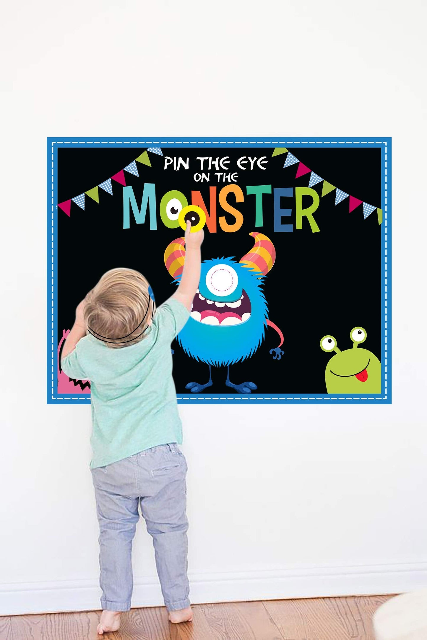 MISS FANTASY Halloween Games Kids - Pin The Eye on The Monster Halloween Party Decorations Gmaes Activities Crafts Supplies for Monster Birthday Family Children Boys Girls Classroom