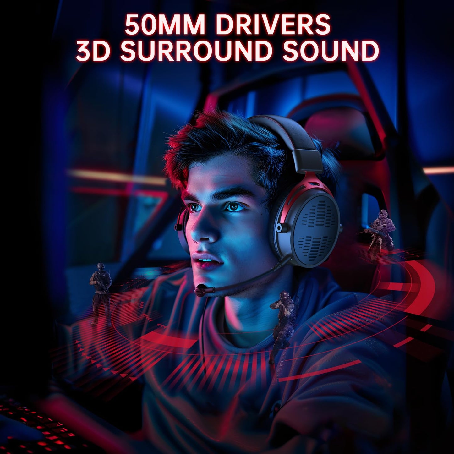 Gonbouyoku Wireless Gaming Headset, 2.4GHz Gaming Headset for PC, PS5, PS4, Switch, 60H Long Lasting Battery, Detachable Noise Cancelling Microphone, BlackReda