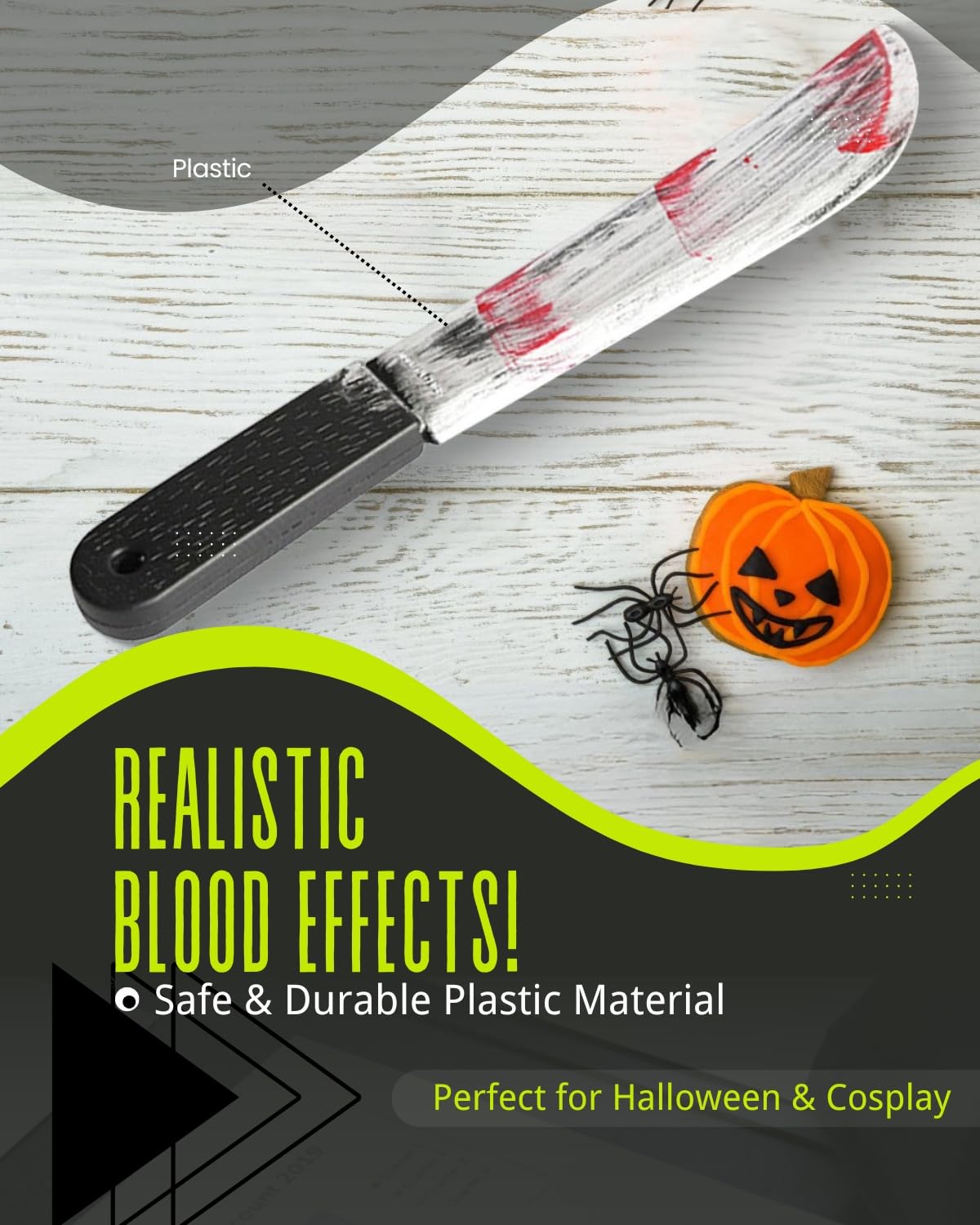 Bloody Butcher Knife-Fake Realistic Bloody Knife Prop Halloween Costume Knife for Zombie Costumes