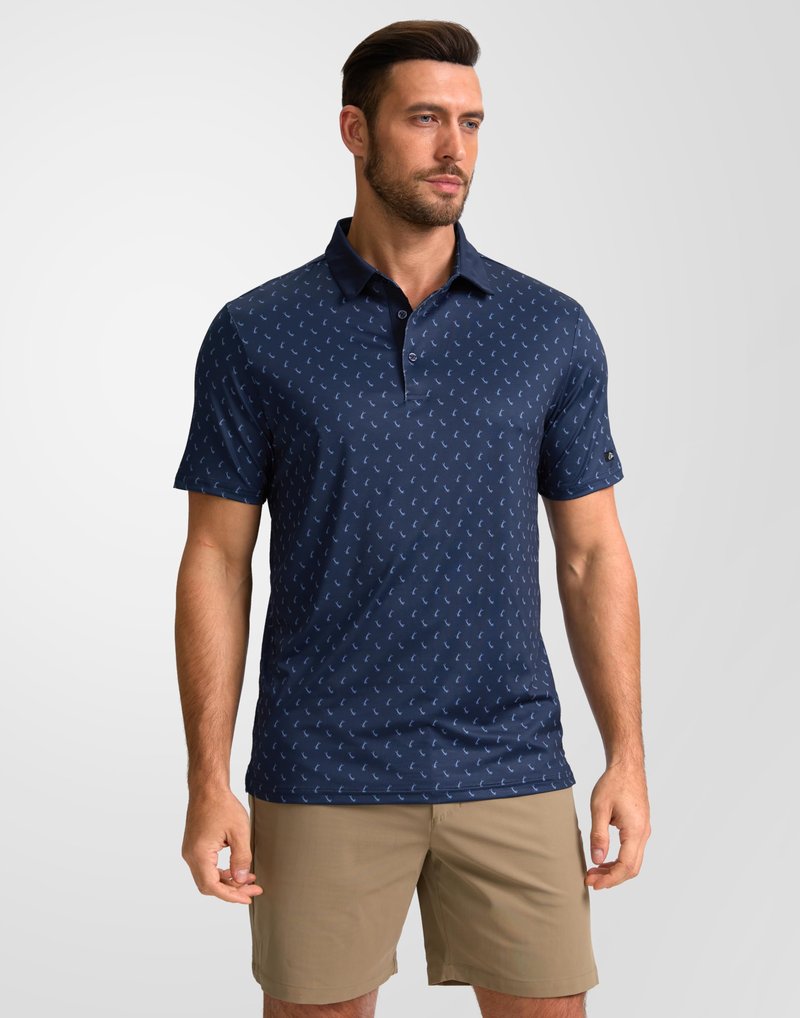 Obla Mens Golf Polo Shirts Short Sleeve Dry Fit Performance Moisture Wicking Casual Print Collared Golf Shirts for Men(Navy Golf Swing_4XL)