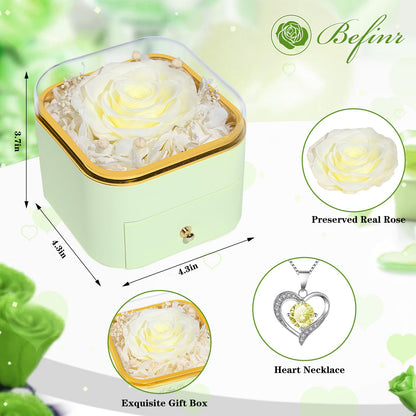 Beferr Valentines Day Gifts for Her Preserved Real Rose with Necklace Eternal Roses Forever Flowers for Delivery Prime Mothers Anniversary Birthday Gifts for Women Mom Grandma Wife Daughter Girlfriend