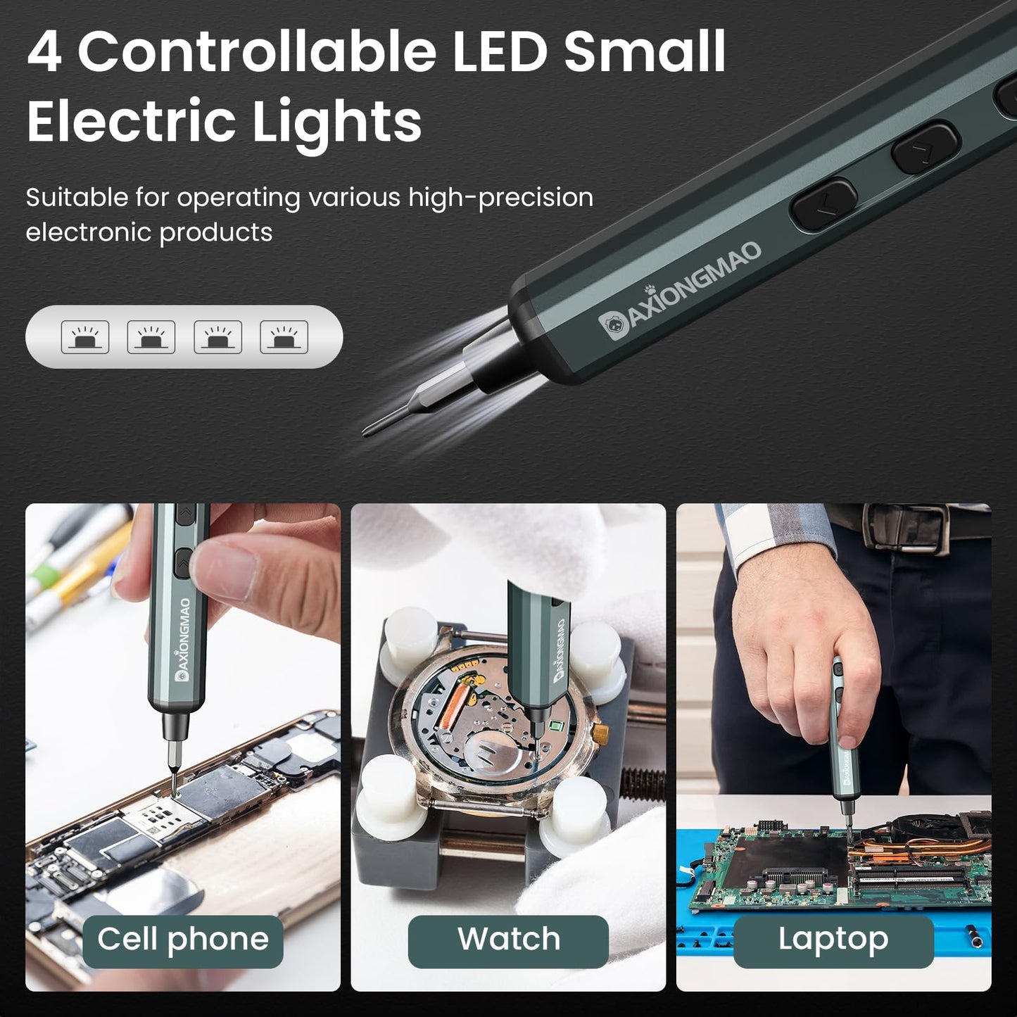 70-in-1 Cordless Electric Screwdriver Set with 64 S2 Steel Bits: 3.7V USB-C Rechargeable, 5 Torque Settings & 4 LED Lights, Mini Repair Kit for PC, RC Electronics, Phones, Laptops, Glasses, Clocks