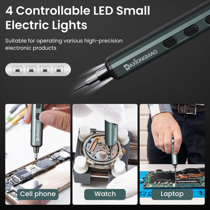 70-in-1 Cordless Electric Screwdriver Set with 64 S2 Steel Bits: 3.7V USB-C Rechargeable, 5 Torque Settings & 4 LED Lights, Mini Repair Kit for PC, RC Electronics, Phones, Laptops, Glasses, Clocks