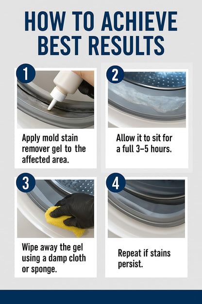 Mould Stain Remover Gel Cleaner - ACTIVE Heavy Duty Stain Cleaner for Front Loader Washing Machine Seal, Rubber Gasket, Bathroom Grout, Shower, Caulk - Front Load Washer Cleaning Solution - 7 Fl Oz