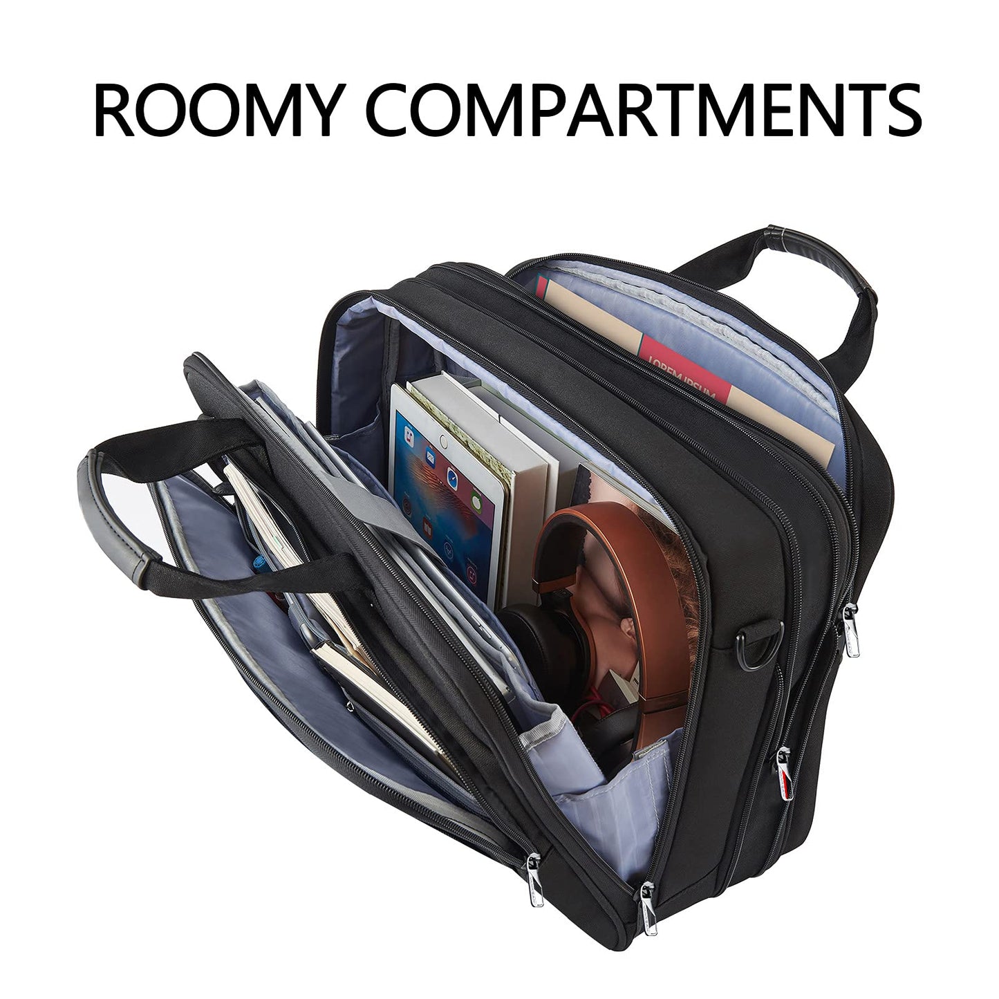 VANKEAN Laptop Briefcase Premium Laptop Case Fits 17.3 Inch Laptop Shoulder Bag Water-Repellent Messenger Bag for Men/Women Travel/Business/Black