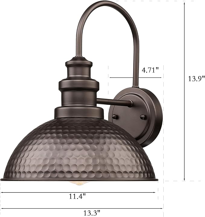 Casia Outdoor Farmhouse Barn Lights, Rustic Outdoor Wall Sconce, Exterior Wall Lights, Front Door Mounted Lighting Fixture,Vintage Gooseneck Lighting (Oil Rubbed Bronze, 4 Pack)