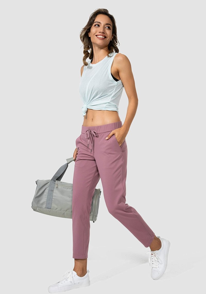 G Gradual Women's Pants with Deep Pockets 7/8 Stretch Sweatpants for Women Athletic, Golf, Lounge, Work (Pink, X-Small)