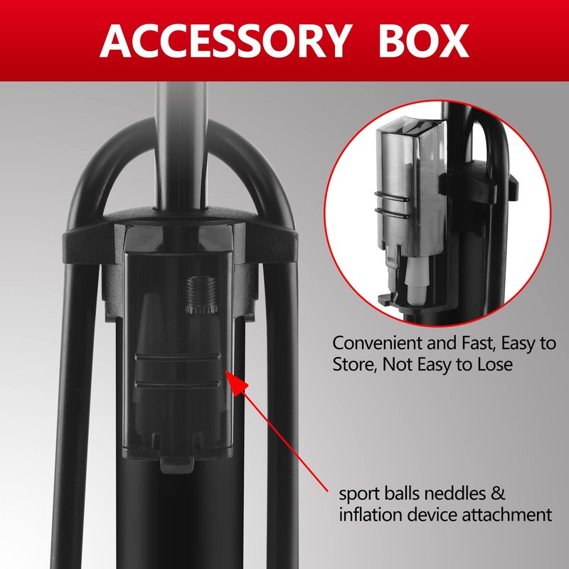 TOOLITIN Bike Pump with Gauge,160 Psi High Pressure,Floor Bicycle Pump Compatible with Presta and Schrader Valve,Detachable Bike Tire Pump for Road Bike,MTB,Hybrid,Balls
