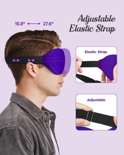 Sleep Eye Mask for Men Women, 3D Contoured 100% Blackout Eye Mask for Sleeping with Adjustable Strap, Soft and Comfortable Night Blindfold, Shade Cover for Travel Shift Work Nap, Black
