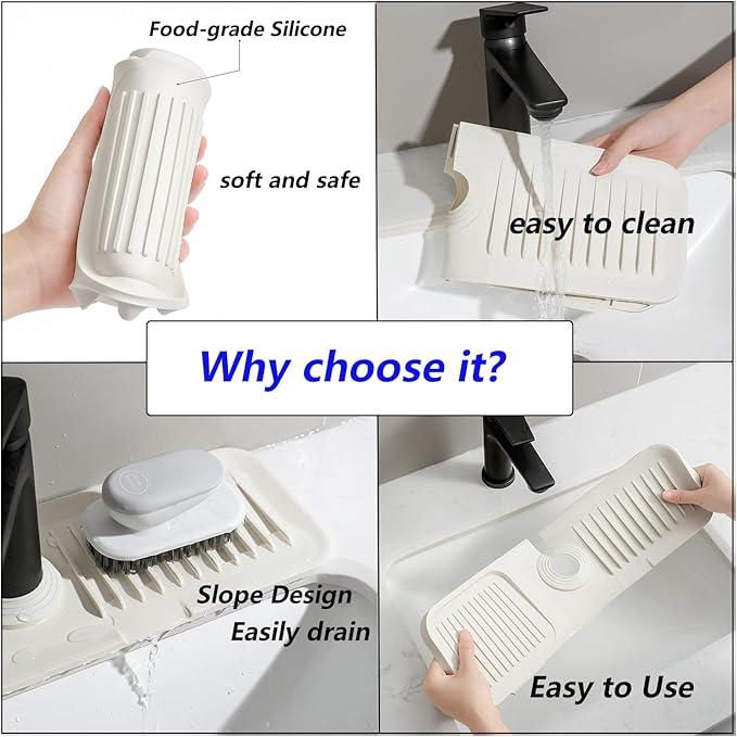 Kitchen Sink Splash Guard Silicone Drip Catcher Tray Sink Protector