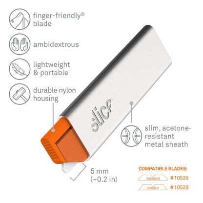 Slice 10585 Manual Carton Cutter, Ideal for Boxboard & Thin Corrugated Cardboard, Lightweight & Portable, Finger-Friendly Ceramic Blade, Ambidextrous Design, Lasts 11X Longer Than Steel