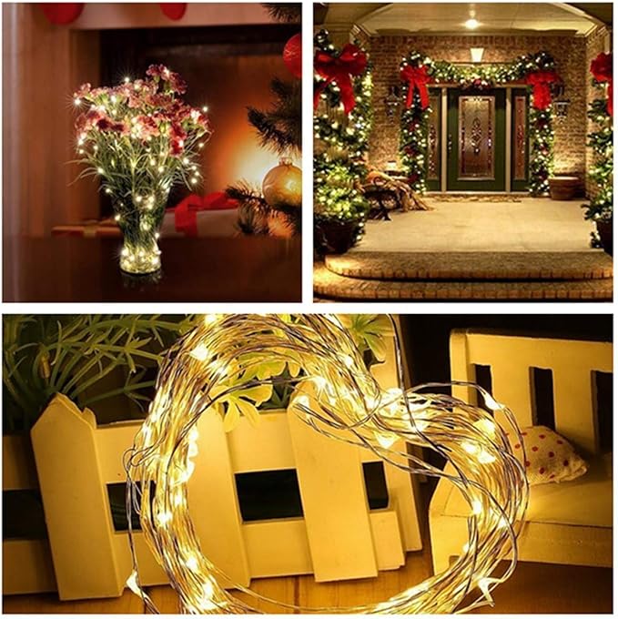 Decute 500LED 164ft Fairy String Lights Christmas Lights Indoor Outdoor Silver Wire with Remote, Firefly Lights Starry for DIY Christmas Tree Costume Wedding Party Table Centerpiece Decor(Warm White)