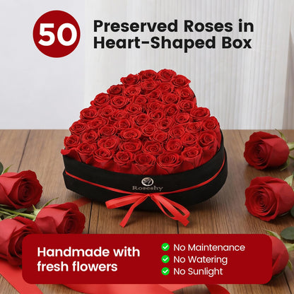 Valentines Day Flowers Roses Gifts for Her,16pcs Red Forever Preserved Roses in Heart Shape Gift Box,Valentines Day Delivery Prime Gifts-Roses Gifts for Women,Mom.