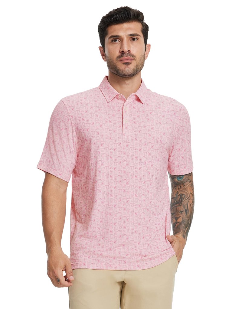 M MAELREG Mens Golf Shirts Short Sleeve Pattern Moisture Wicking Quick Dry Collared Athletic Mens Golf Polo Shirt