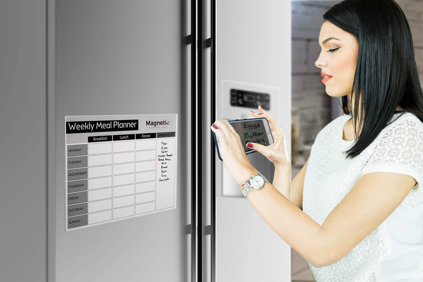 Magnetic Innovations Large A3 Fridge Meal Planner Board, Ideal as a Weekly Family Diet Planner, Food Shopping List, Menu Board, Includes 3 Dry Wipe Markers