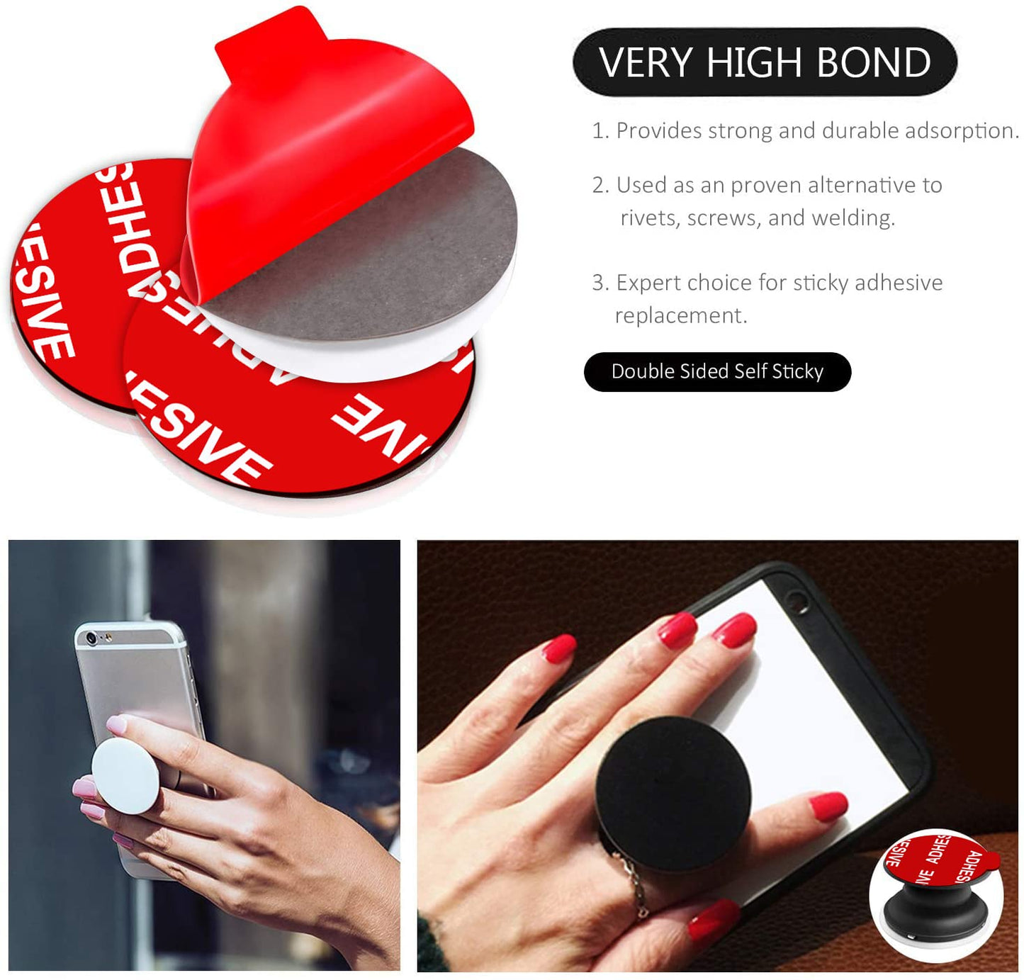 Very High Bond Sticky Adhesive, AZXYI 9 Pack Adhesive Replacement for Socket Base, 1.4 inches Double Sided Sticker Tapes for Phone Collapsible Grip & Stand Base
