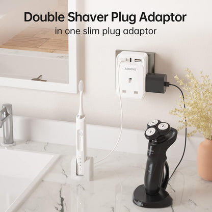 UK to Australia Plug Adapter 2 Pack 6 IN 1 Australian Travel Adapter with 2 USB Ports & 1 USB-C Fast Charger(5V/3.4A) and 2 Shaver Plug Adaptor UK to Australian New Zealand Fiji Argentina etc (Type I)