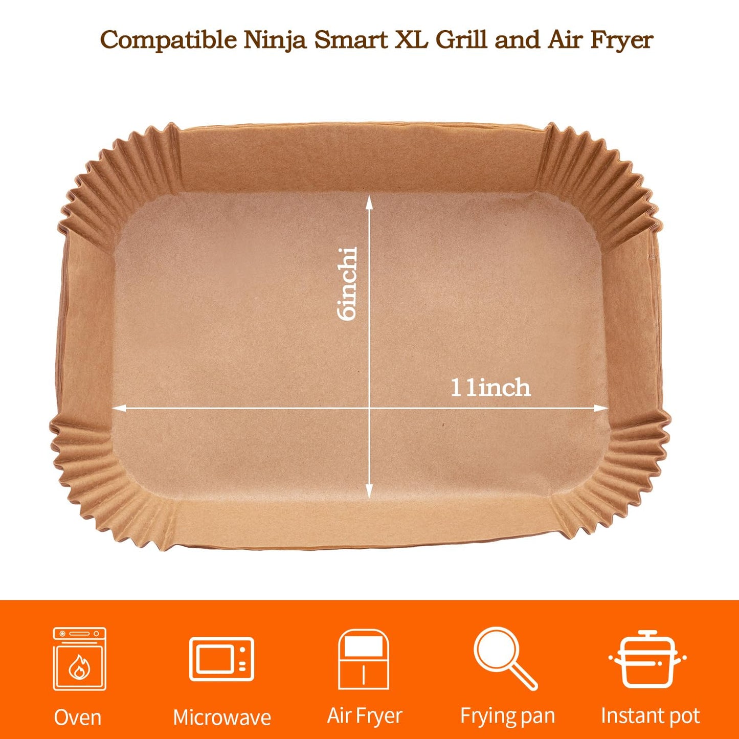 Air Fryer Disposable Paper Liner, 100PCS Food Grade Parchment Liners for Ninja DZ201,Ninja Foodi Dual Air Fryer Accessories Baking Paper (9 * 6, Natural)