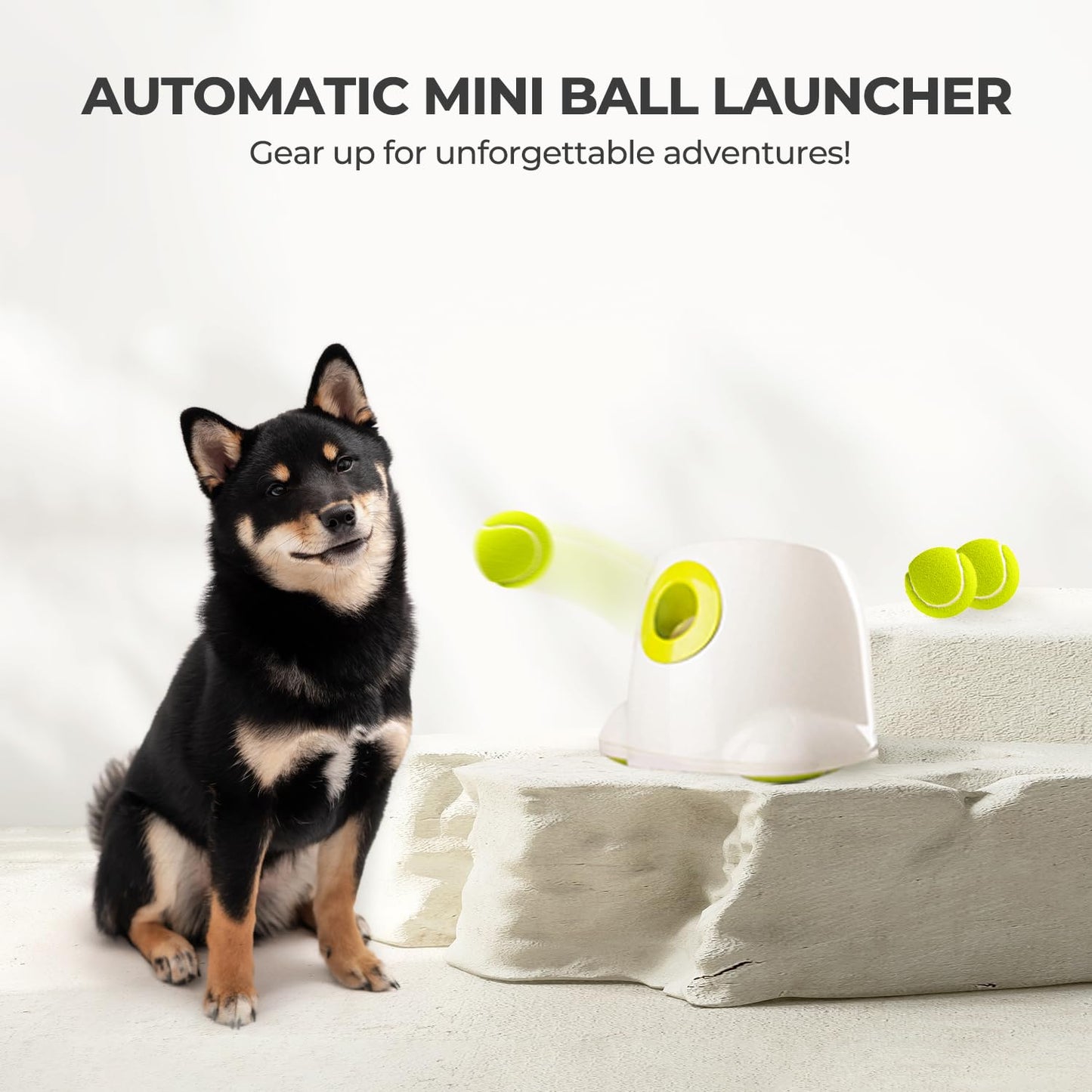 ALL FOR PAWS Automatic Dog Ball Launcher, Interactive Dog Tennis Ball Thrower, Interactive Puppy Pet Fetch Toy, Mini Dog Ball Throwing Machine for Small and Medium Dogs, Includes 3pcs 2" Tennis Balls